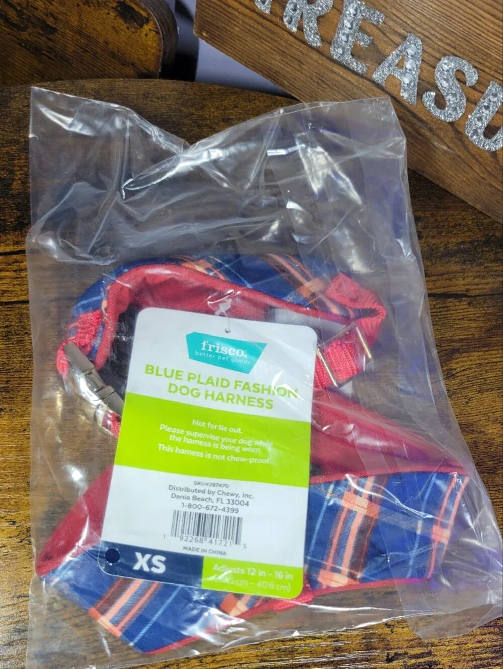 Frisco xs dog harness Plaid Blue & Red Fashion Harness -